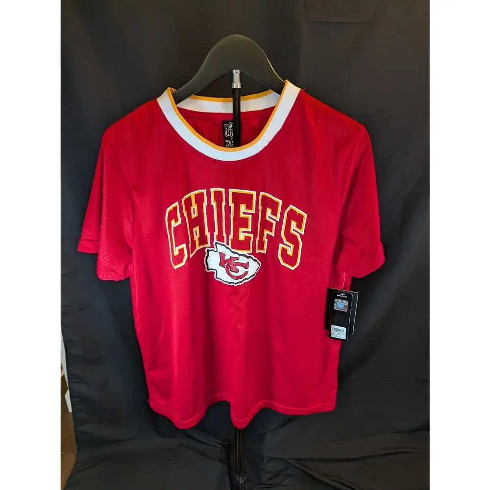 NWT Kansas City Chiefs NFL Team Apparel Mesh T-Shirt Jersey Top Women's L